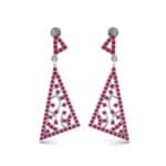 Pave Mosaic Ruby Earrings (1.41 CTW) Side View