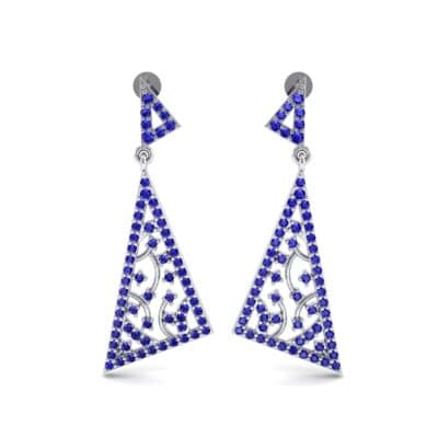 Pave Mosaic Blue Sapphire Earrings (1.41 CTW) Side View