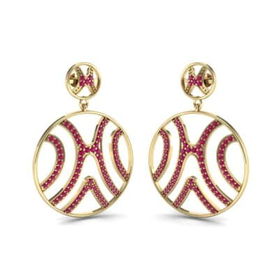Pave Sahara Ruby Earrings (1.63 CTW) Perspective View