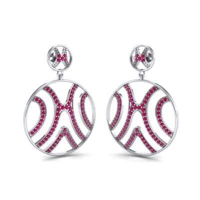 Pave Sahara Ruby Earrings (1.63 CTW) Perspective View
