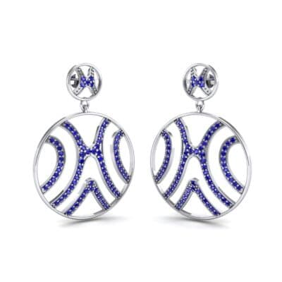 Pave Sahara Blue Sapphire Earrings (1.63 CTW) Perspective View