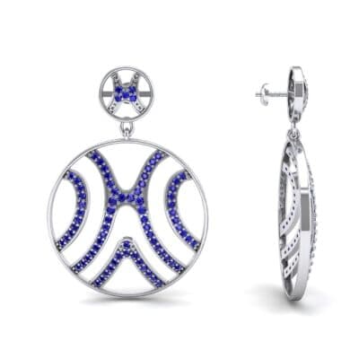 Pave Sahara Blue Sapphire Earrings (1.63 CTW) Top Dynamic View