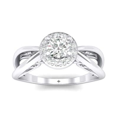 Ornate Gallery Halo Crystal Engagement Ring (0.49 CTW) Top Dynamic View