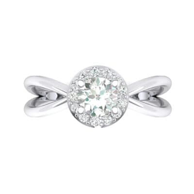 Ornate Gallery Halo Crystal Engagement Ring (0.49 CTW) Top Flat View