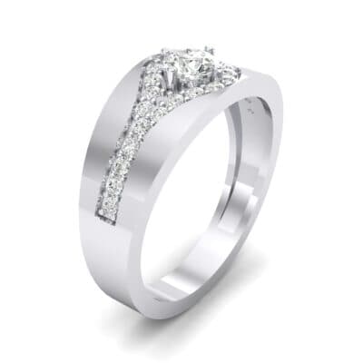Inset Pave Champion Crystal Engagement Ring (0.52 CTW) Perspective View