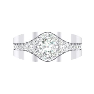 Inset Pave Champion Crystal Engagement Ring (0.52 CTW) Top Flat View