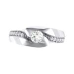 Half-Pave Crystal Bypass Engagement Ring (0.48 CTW) Top Flat View