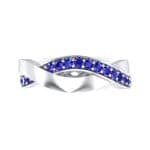 Curved Intertwine Blue Sapphire Ring (0.26 CTW) Top Flat View