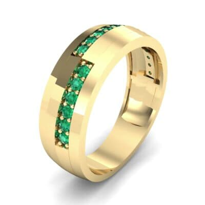 Pave Blocks Emerald Ring (0.36 CTW) Perspective View