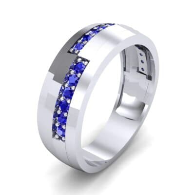 Pave Blocks Blue Sapphire Ring (0.36 CTW) Perspective View