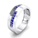 Pave Blocks Blue Sapphire Ring (0.36 CTW) Perspective View