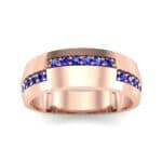 Pave Blocks Blue Sapphire Ring (0.36 CTW) Top Dynamic View
