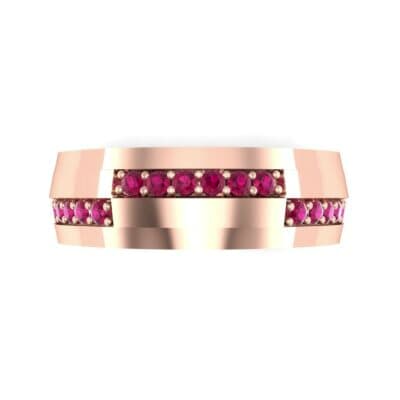 Pave Blocks Ruby Ring (0.36 CTW) Top Flat View