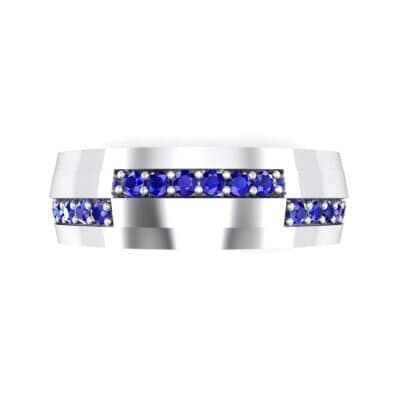 Pave Blocks Blue Sapphire Ring (0.36 CTW) Top Flat View