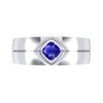 Wide Compass Solitaire Blue Sapphire Ring (0.25 CTW) Top Flat View