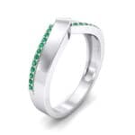 Pave Edge Peak Emerald Ring (0.13 CTW) Perspective View