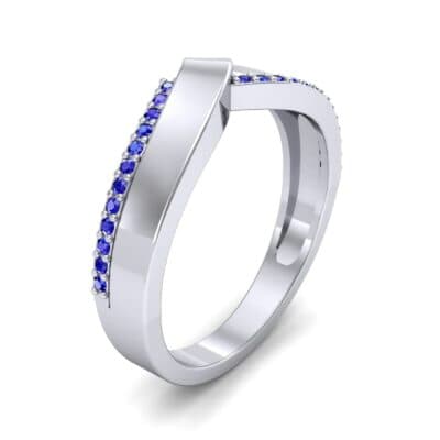 Pave Edge Peak Blue Sapphire Ring (0.13 CTW) Perspective View