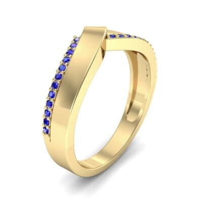 Pave Edge Peak Blue Sapphire Ring (0.13 CTW) Perspective View