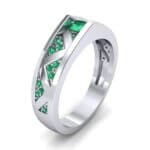 Fine Pave Crevice Emerald Engagement Ring (0.44 CTW) Perspective View