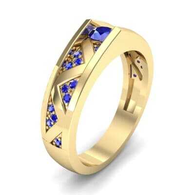 Fine Pave Crevice Blue Sapphire Engagement Ring (0.44 CTW) Perspective View