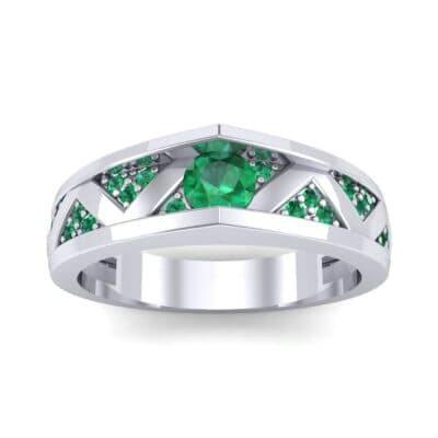 Fine Pave Crevice Emerald Engagement Ring (0.44 CTW) Top Dynamic View