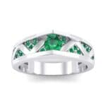 Fine Pave Crevice Emerald Engagement Ring (0.44 CTW) Top Dynamic View