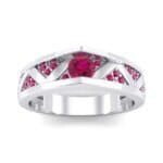 Fine Pave Crevice Ruby Engagement Ring (0.44 CTW) Top Dynamic View