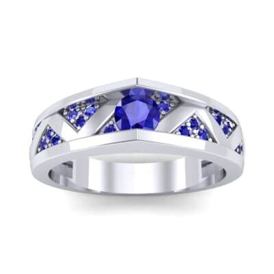 Fine Pave Crevice Blue Sapphire Engagement Ring (0.44 CTW) Top Dynamic View