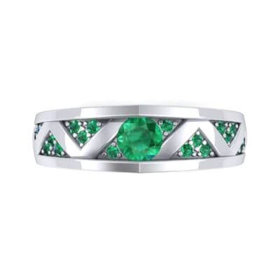 Fine Pave Crevice Emerald Engagement Ring (0.44 CTW) Top Flat View