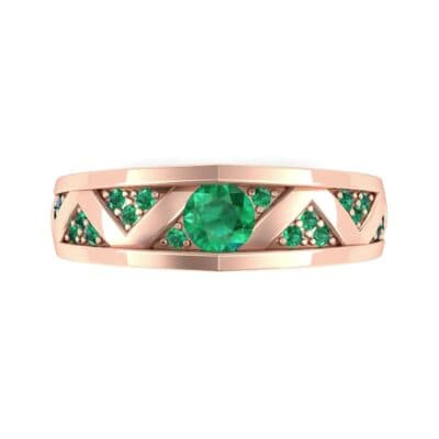 Fine Pave Crevice Emerald Engagement Ring (0.44 CTW) Top Flat View