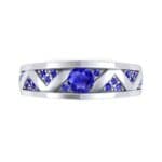 Fine Pave Crevice Blue Sapphire Engagement Ring (0.44 CTW) Top Flat View