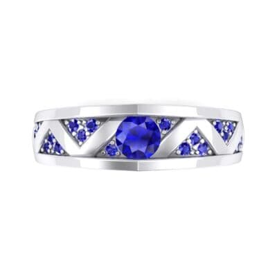 Fine Pave Crevice Blue Sapphire Engagement Ring (0.44 CTW) Top Flat View