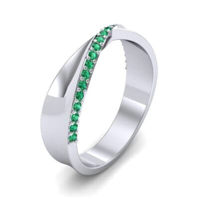 Pave Twist Emerald Ring (0.14 CTW) Perspective View
