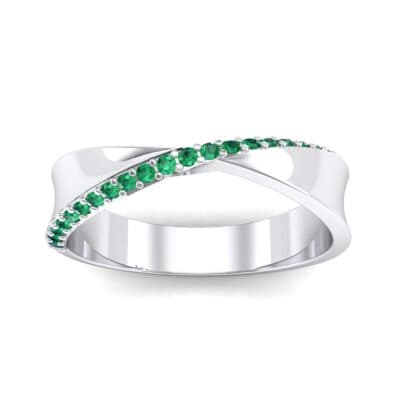 Pave Twist Emerald Ring (0.14 CTW) Top Dynamic View