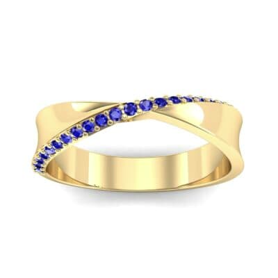 Pave Twist Blue Sapphire Ring (0.14 CTW) Top Dynamic View