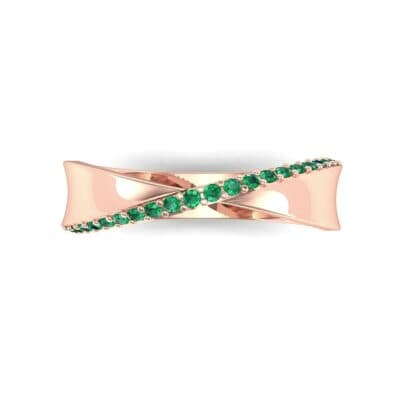 Pave Twist Emerald Ring (0.14 CTW) Top Flat View