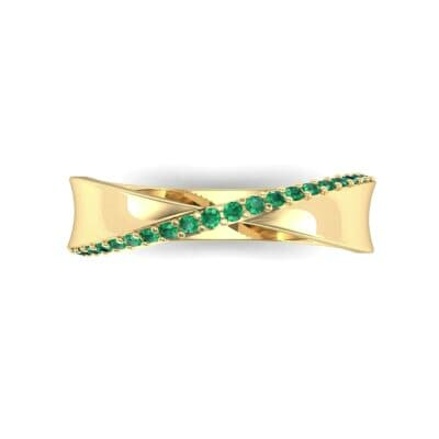 Pave Twist Emerald Ring (0.14 CTW) Top Flat View