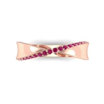 Pave Twist Ruby Ring (0.14 CTW) Top Flat View