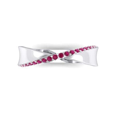 Pave Twist Ruby Ring (0.14 CTW) Top Flat View