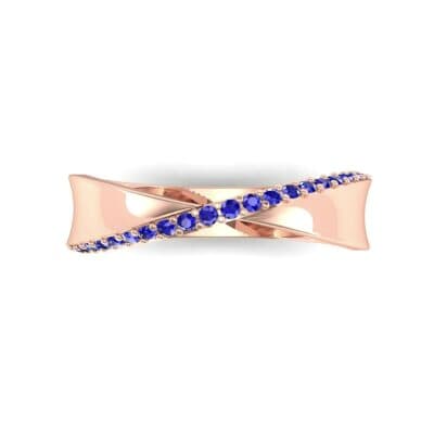 Pave Twist Blue Sapphire Ring (0.14 CTW) Top Flat View