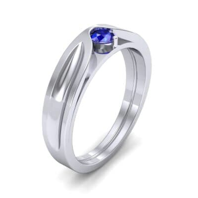 Fluted Blue Sapphire Engagement Ring (0.17 CTW) Perspective View