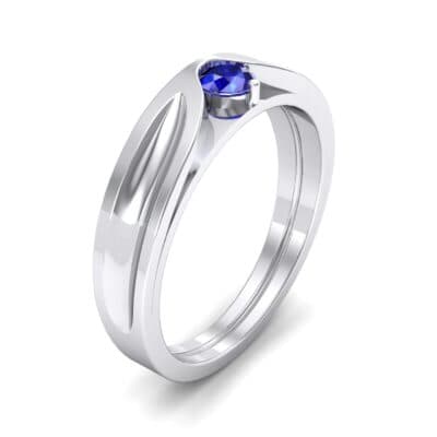 Fluted Blue Sapphire Engagement Ring (0.17 CTW) Perspective View