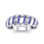 Pave Plume Blue Sapphire Ring (0.16 CTW) Top Dynamic View