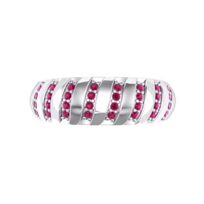 Pave Plume Ruby Ring (0.16 CTW) Top Flat View