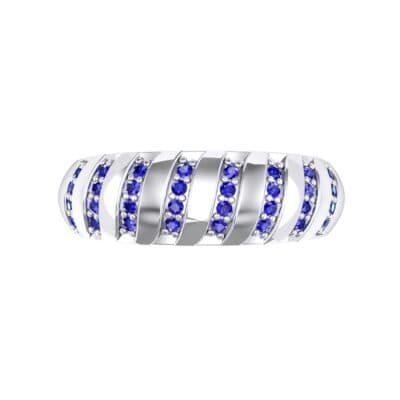 Pave Plume Blue Sapphire Ring (0.16 CTW) Top Flat View