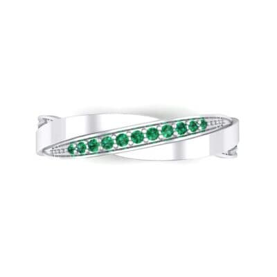 Pave Weave Emerald Ring (0.17 CTW) Top Flat View