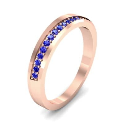 Pave Bevel Blue Sapphire Ring (0.09 CTW) Perspective View