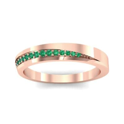 Pave Bevel Emerald Ring (0.09 CTW) Top Dynamic View