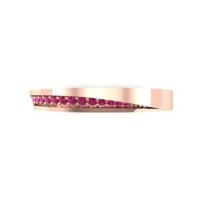 Pave Bevel Ruby Ring (0.09 CTW) Top Flat View