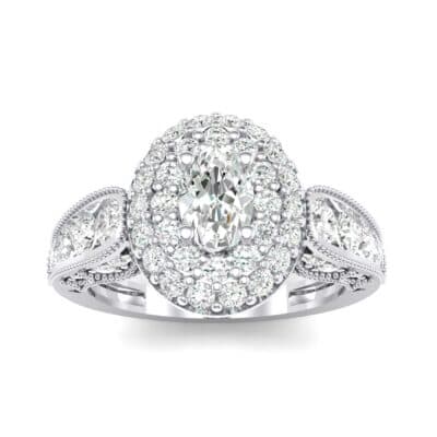 Eliza Double Halo Oval Crystal Engagement Ring (1.54 CTW) Top Dynamic View